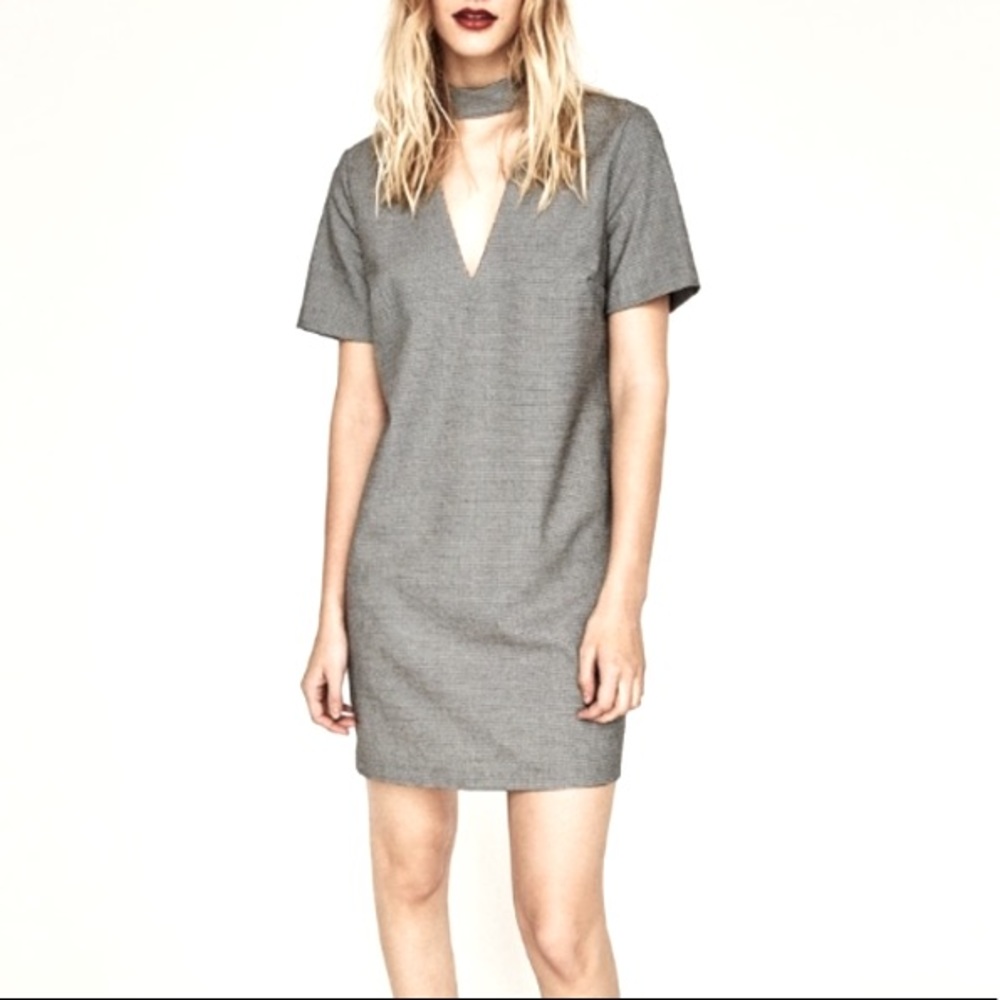 NWT Zara houndstooth choker dress , cute and stylish. Size M